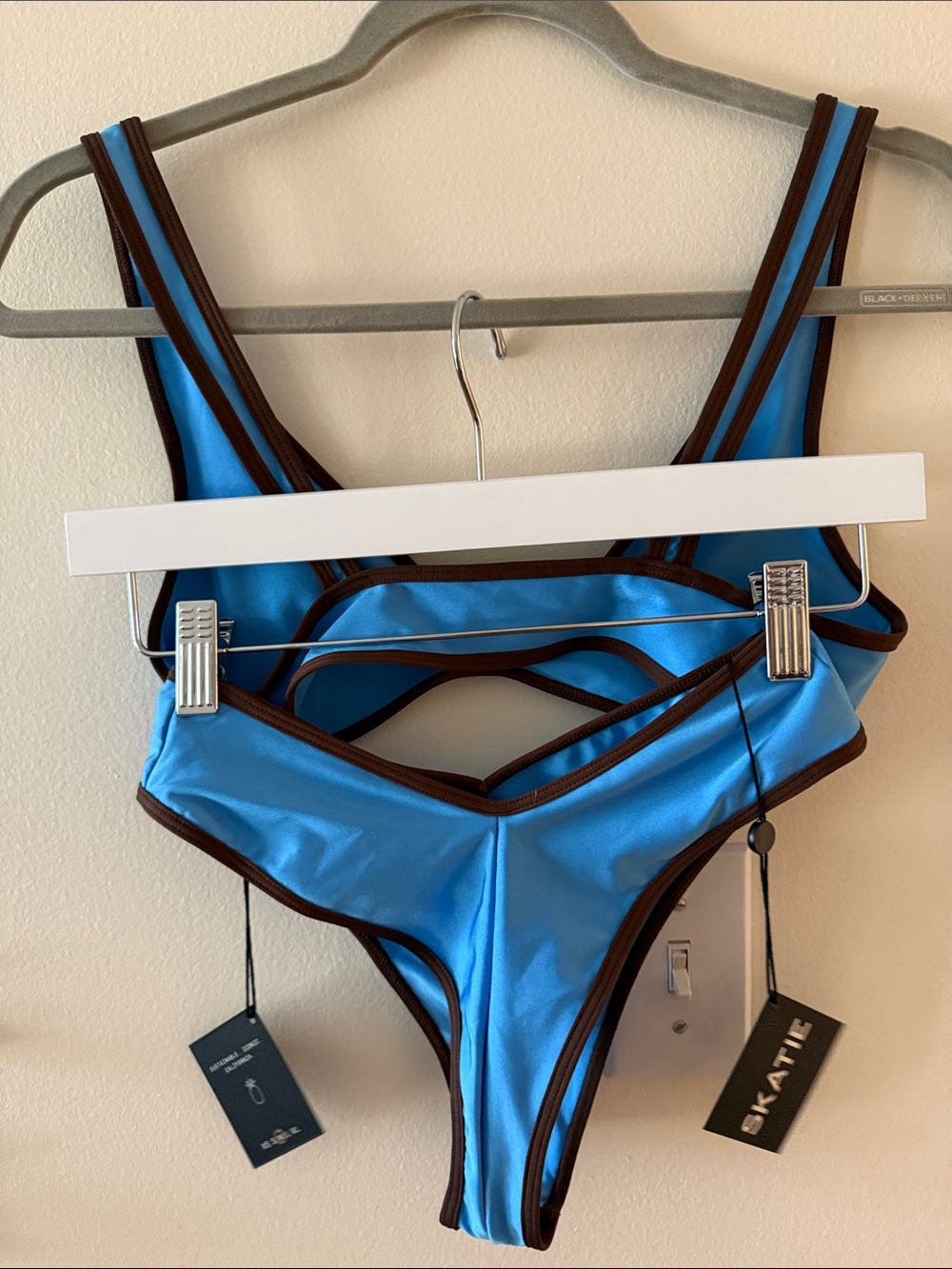 Skatie Blue Bikini with Brown Trim - Picture 5 of 8